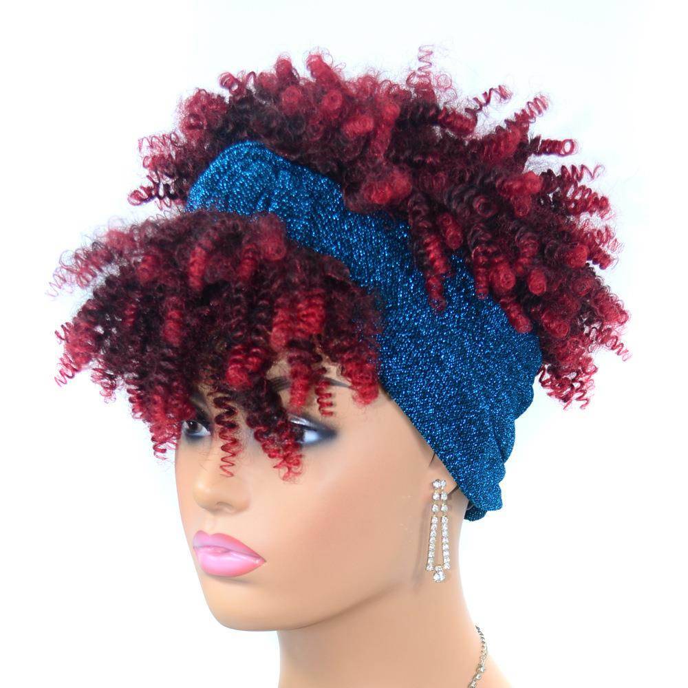 Scarf color hair, head, head, black, small roll head, fried head, hair, source scarf head wig fake cover