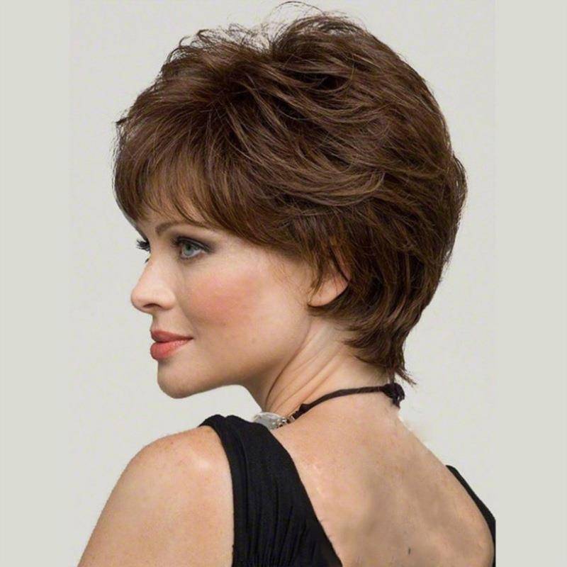 European and American fashion ladies short curly brown slightly curly rolling whole wig head cover cross -border wigs on behalf of hair