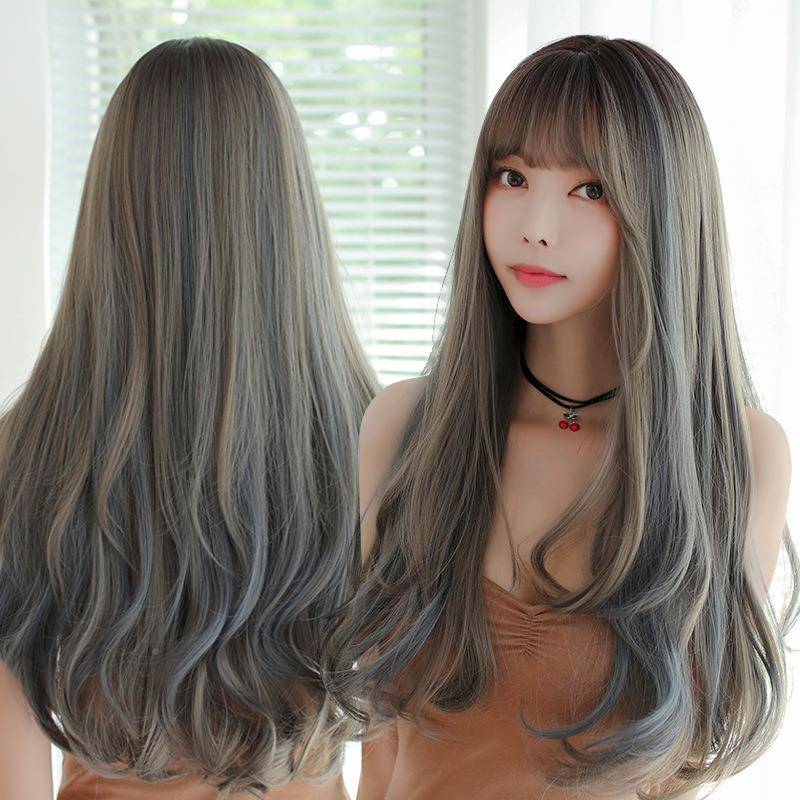 Amama fake new product Japanese and Korean female long curly hair really forced fake fiber high -temperature silk KUI head cover