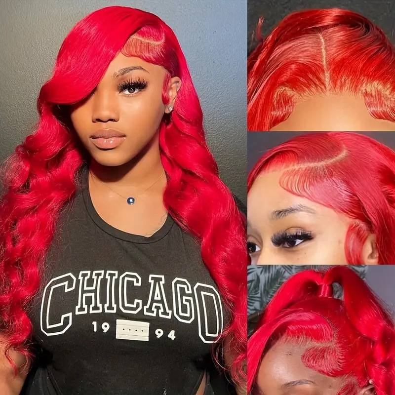 Cross -border wig European and American fashion pre -lace red wavy curly hair African hot -selling wig full hair