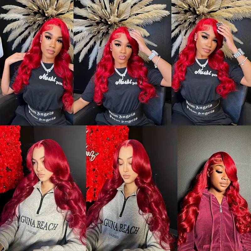 Cross -border wig European and American fashion pre -lace red wavy curly hair African hot -selling wig full hair