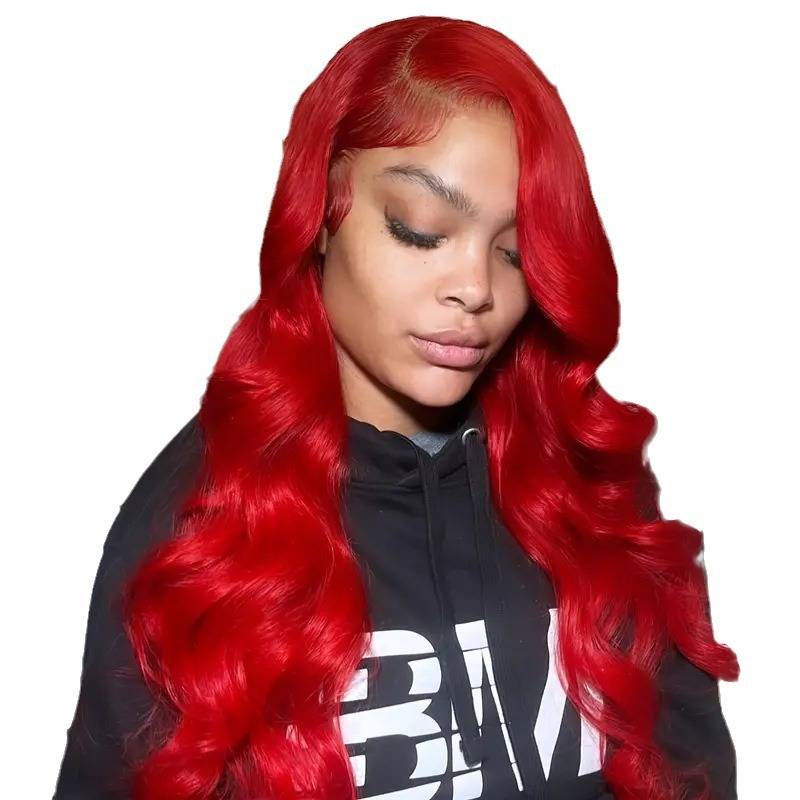 Cross -border wig European and American fashion pre -lace red wavy curly hair African hot -selling wig full hair