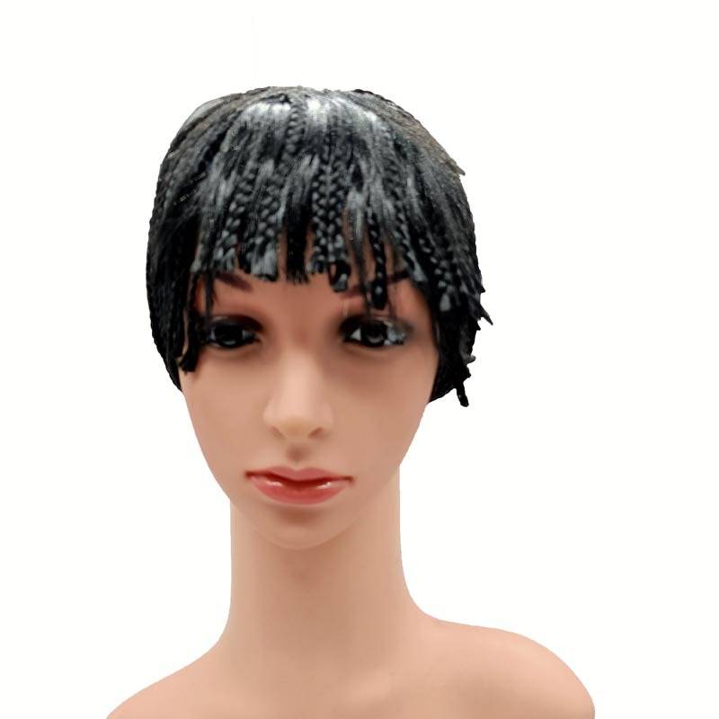 European and American hot -selling black front curls African dirty braid wigs female chemical fiber head cover multiple braids