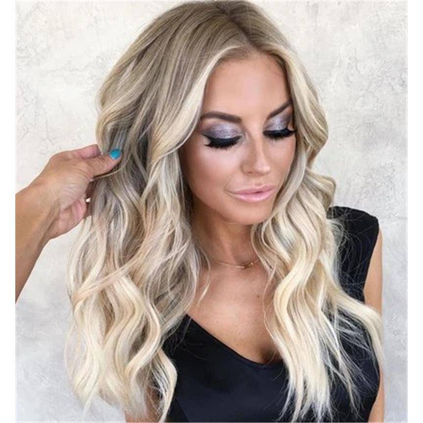 Genuine new wig female high -temperature syllable fiber head, dyeing gradient long curly hair wig factory