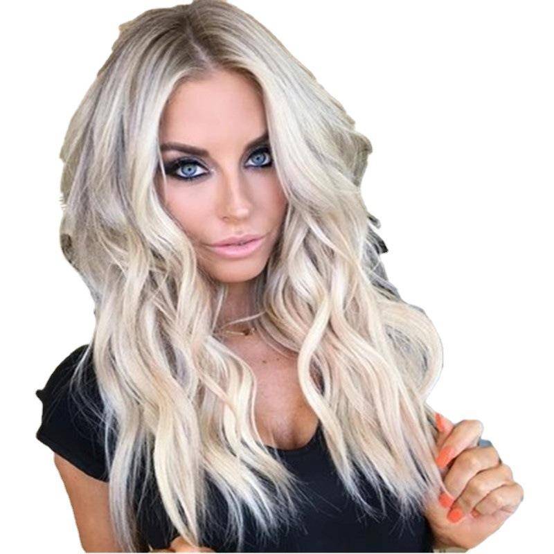 Genuine new wig female high -temperature syllable fiber head, dyeing gradient long curly hair wig factory
