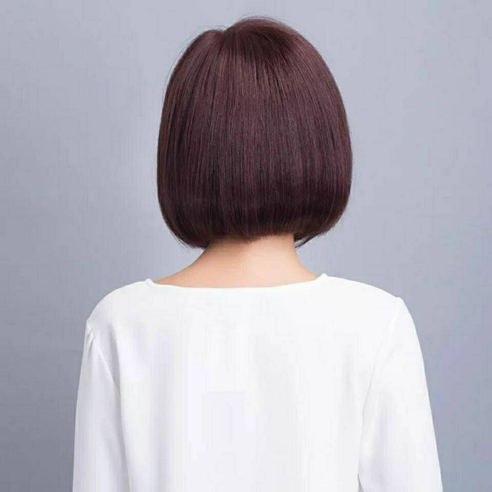 Wigs of wigs, full of realistic short hair Bobo bobo head straight hair Sassoon, partial partial bangs, all true hair fake