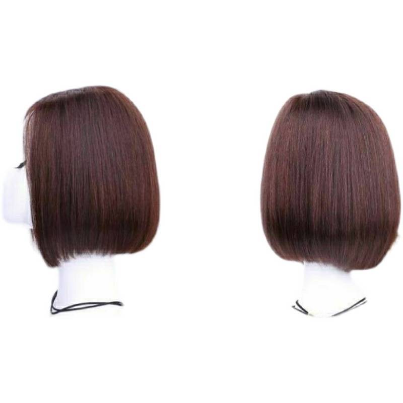 Wigs of wigs, full of realistic short hair Bobo bobo head straight hair Sassoon, partial partial bangs, all true hair fake