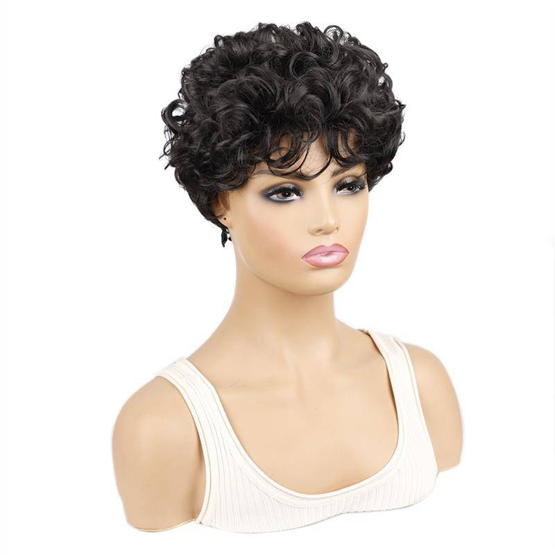 Ladies small roll head cover short African female curly head cover short hair micro -curling fibrous hood