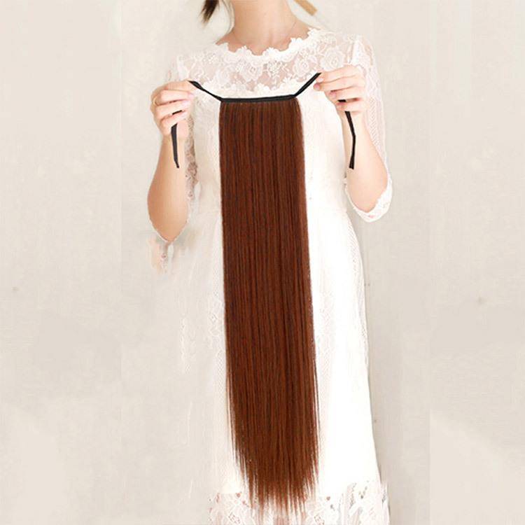 32 -inch long straight hair High -temperature wigs of ponytails, long hair, long hair, lace -up ponytail wig
