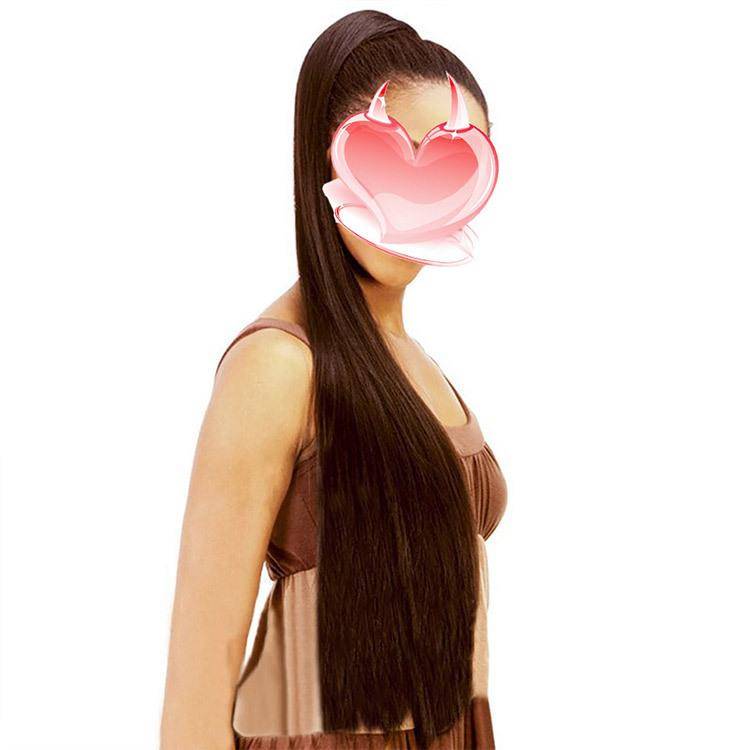 32 -inch long straight hair High -temperature wigs of ponytails, long hair, long hair, lace -up ponytail wig