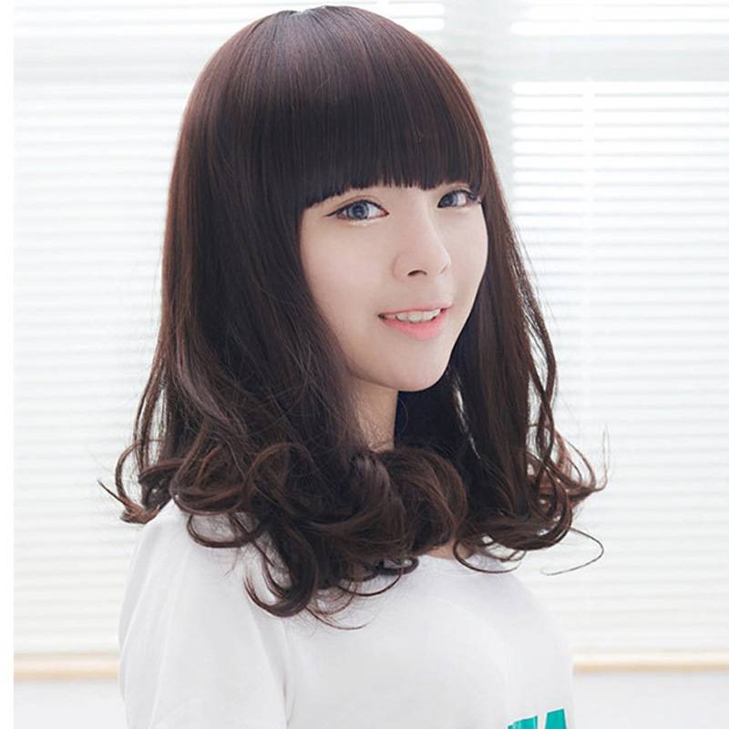 European and American wigs, long hair pear flowers, bangs, bangs head, long curly hair, big wave wig manufacturer