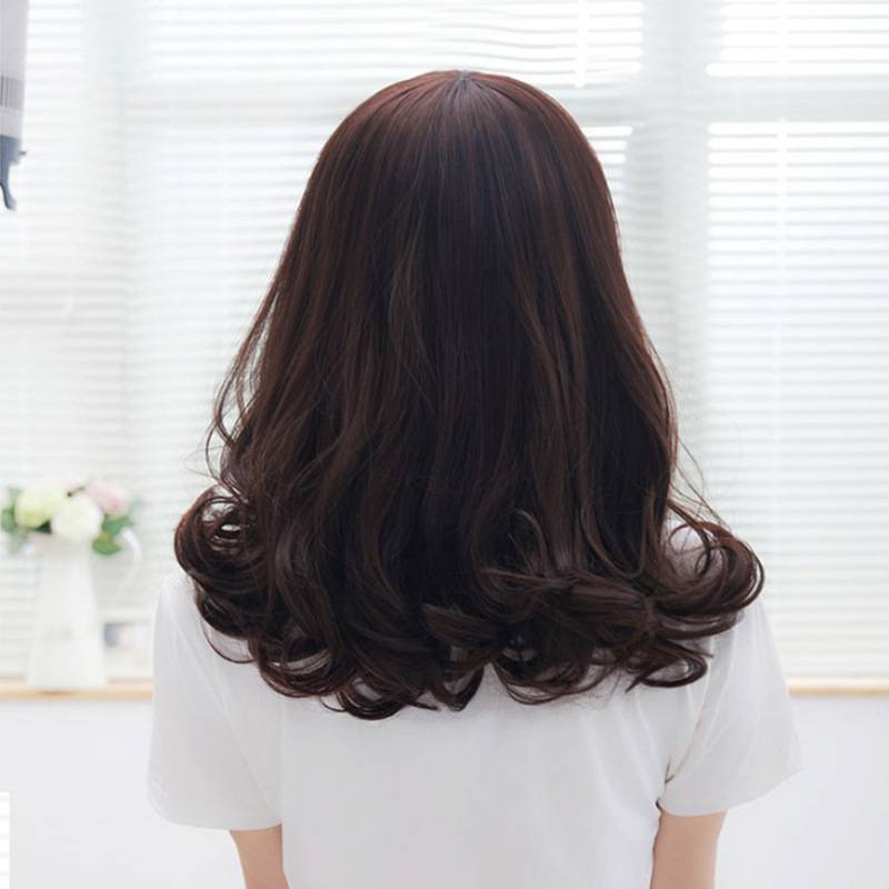 European and American wigs, long hair pear flowers, bangs, bangs head, long curly hair, big wave wig manufacturer