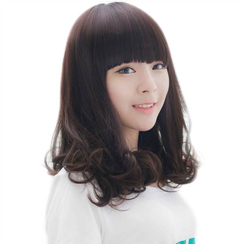 European and American wigs, long hair pear flowers, bangs, bangs head, long curly hair, big wave wig manufacturer