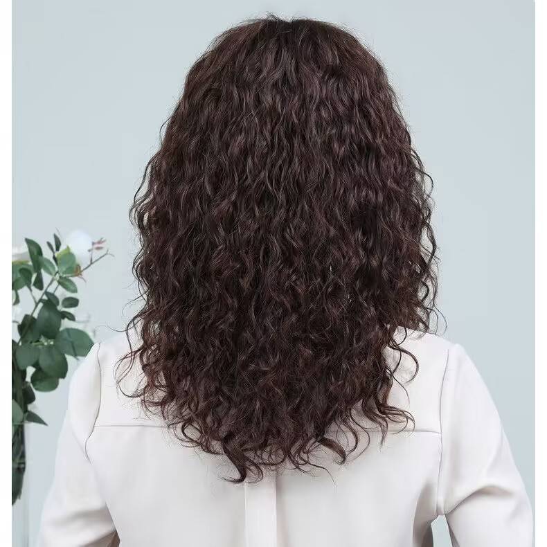 Female high -end medium -long curly hair medium -length hair medium and elderly mother wool rolls realistic natural fashion trend 2023 new full set