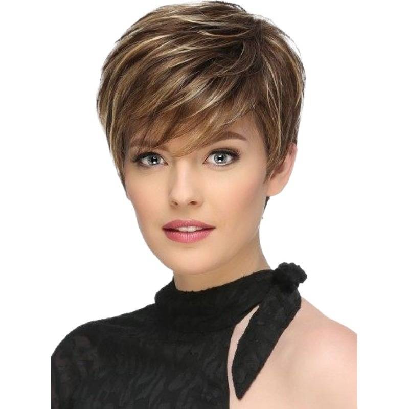 Factory Direct Sell Wig Women's Short Hair Landscape Bangs Golden Golden Bronze color wig