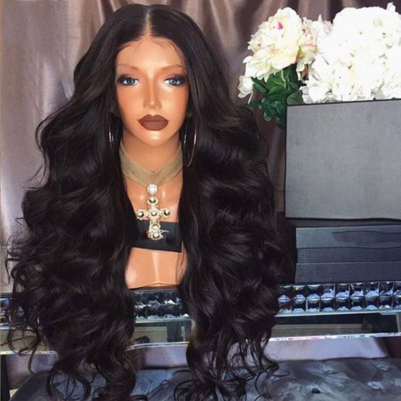 Different wavy long curly hair wigs in cross -border fluffy black long hair European and American ladies African chemical fibrous hood