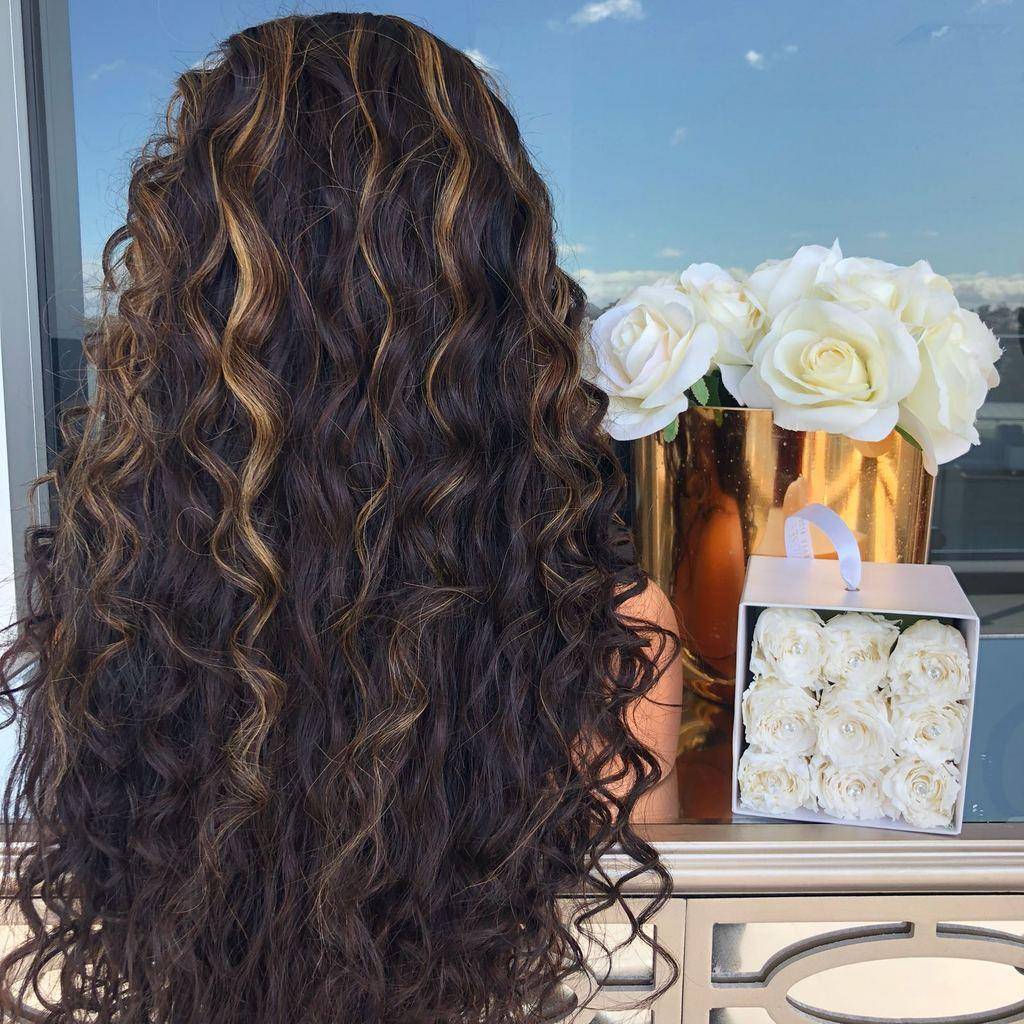 European and American ladies fashionable brown dyeing long curly curly hair wig chemical fiber African curly hair wig