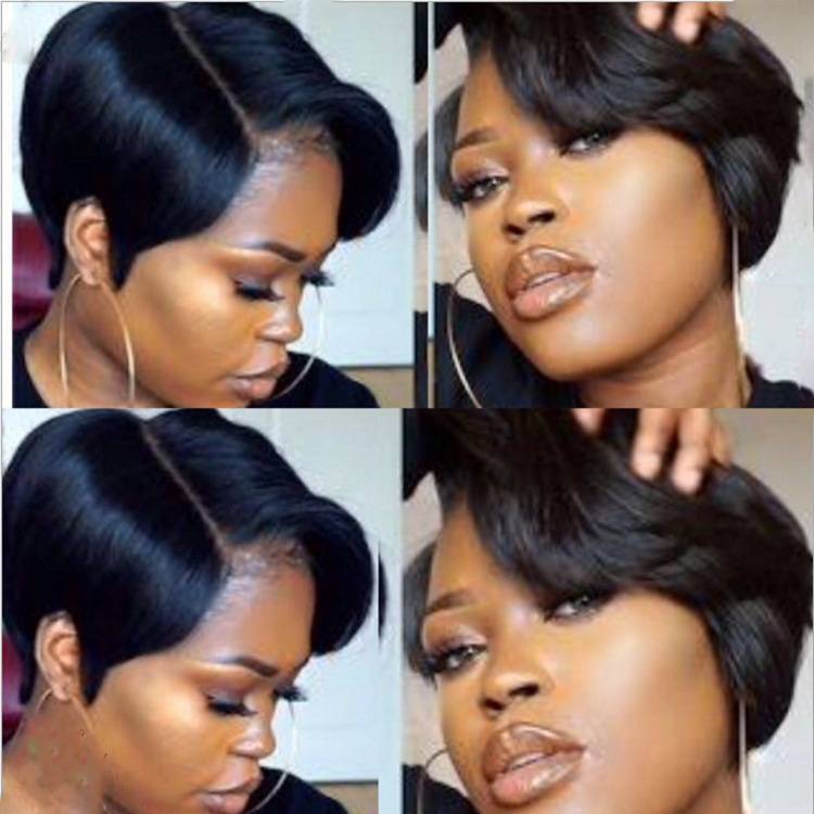African wigs are divided into short hair black wig wigs wig high -end rose net front lace shape