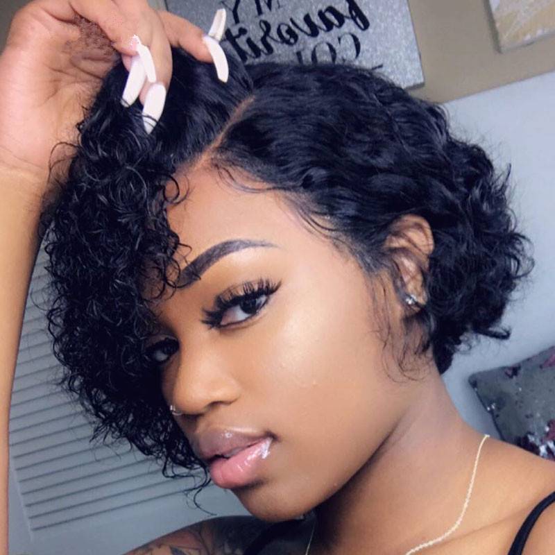 European and American wigs female short curly hair partial wig small rolled head black fiber hair female entangled tube tube small curly head cover