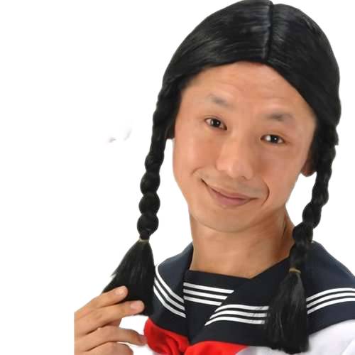 Black double twisted braid hair hairstyle short double -braid wiggle head cover performance wig queuing purse head cover