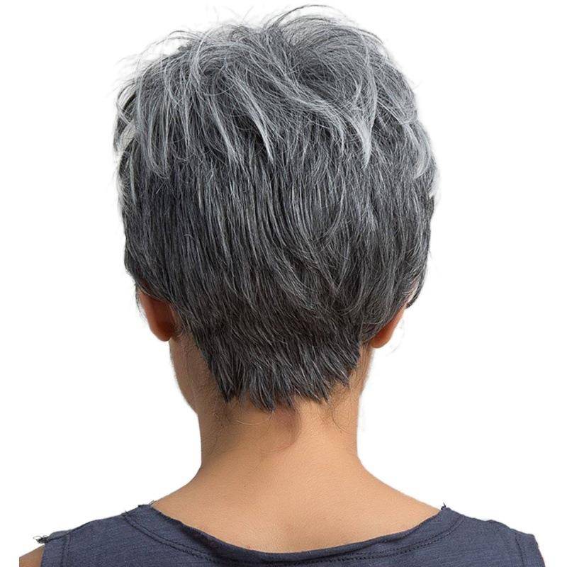 Factory Direct Selling Fashion Ms. Wig Gray Mixed Short Hair High -temperature silk fluffy curly hair