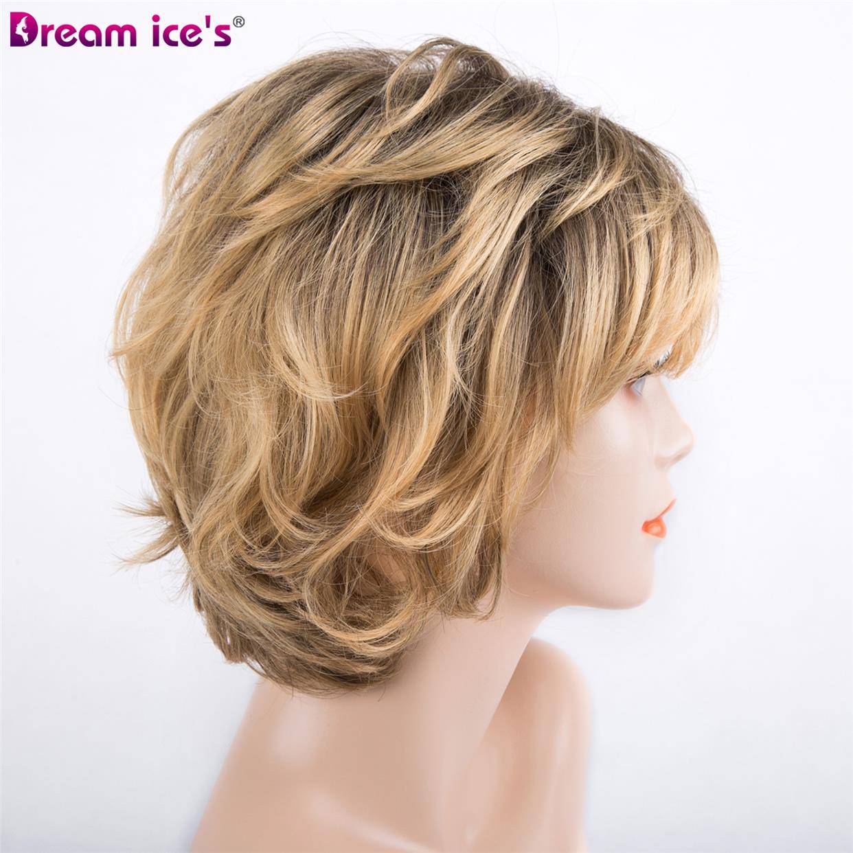 European and American wigs, short hair fluffy curly curly curly curly golden fiber head wig hair wig customization