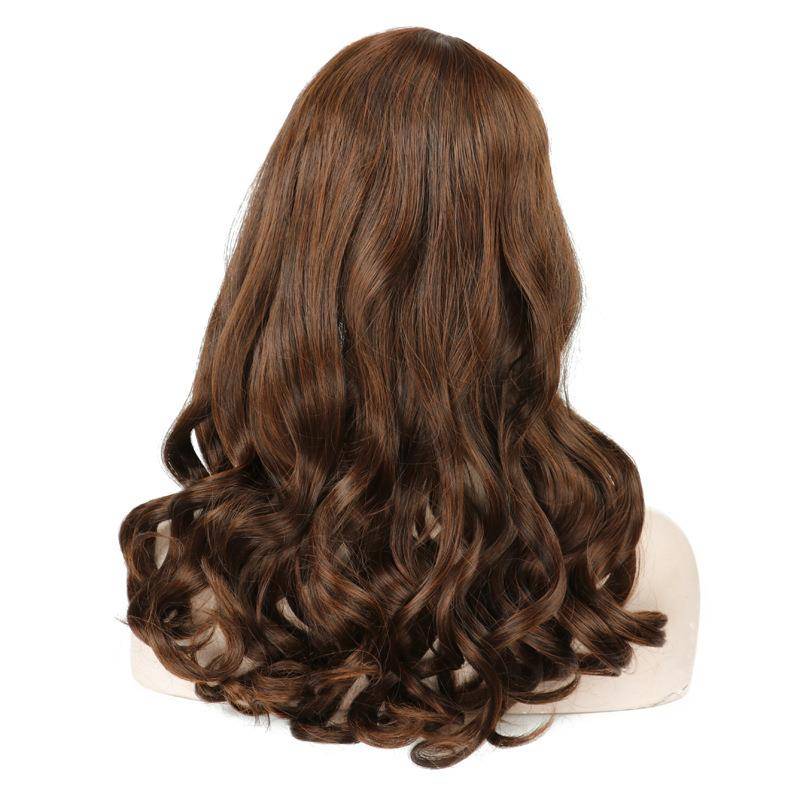 Spot light brown European and American wig medium long curly hair chemical fiber high -temperature silk wig wigs of European and American wholesale