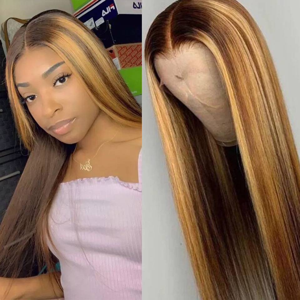2024 Cross -border wig Europe and the United States, Sino -Synthetic gradient long straight hair, high temperature silk rose net wig