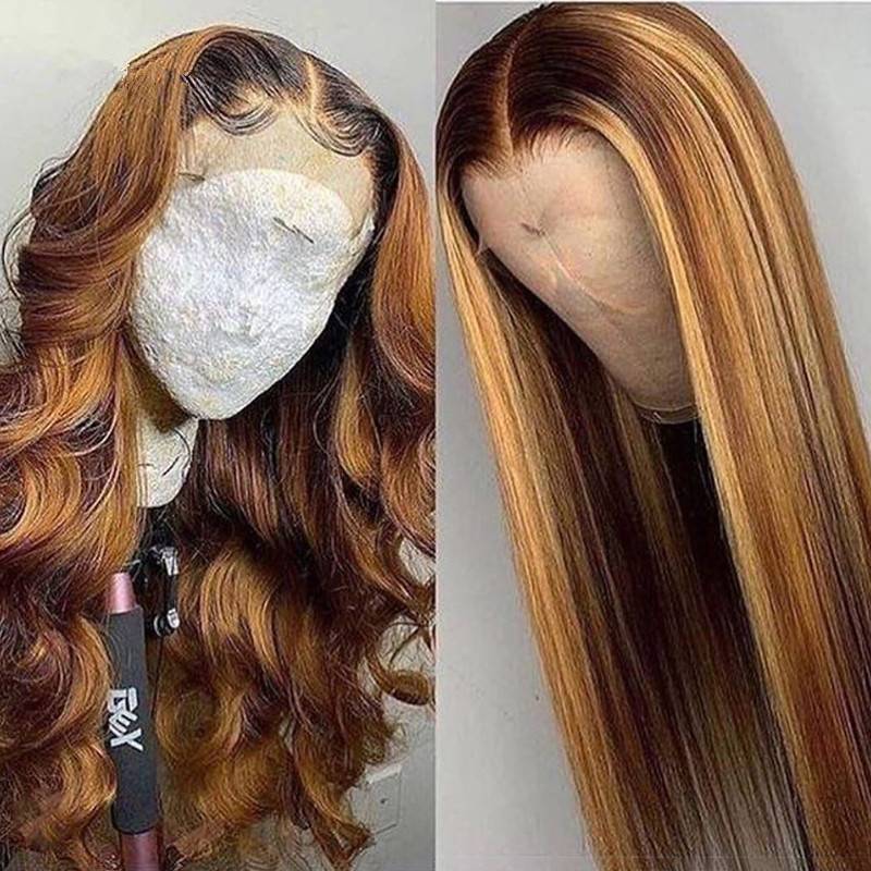 2024 Cross -border wig Europe and the United States, Sino -Synthetic gradient long straight hair, high temperature silk rose net wig