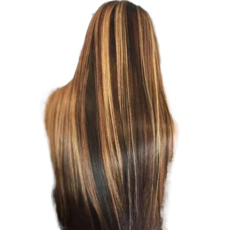 2024 Cross -border wig Europe and the United States, Sino -Synthetic gradient long straight hair, high temperature silk rose net wig