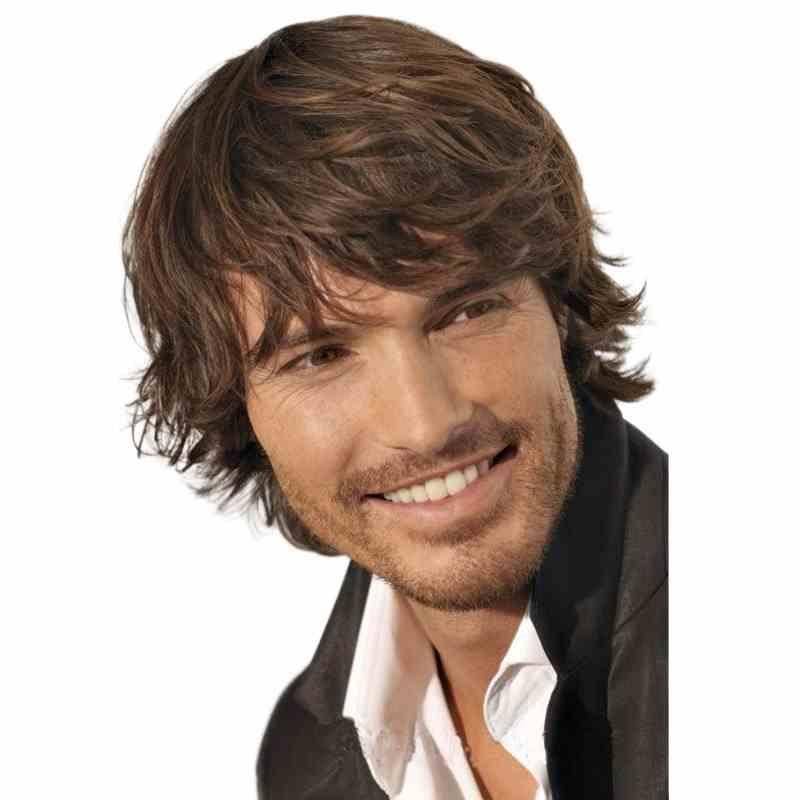 New product European and American fashion men's short hair with brown wig fluffy partial long bangs straight hair products