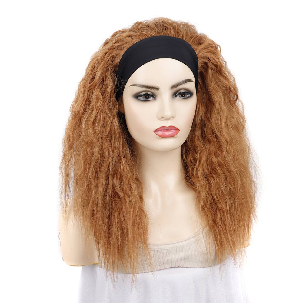 Wig Women's long head cover with corn hot curly hairstyle chemical fiber long curly hair wig