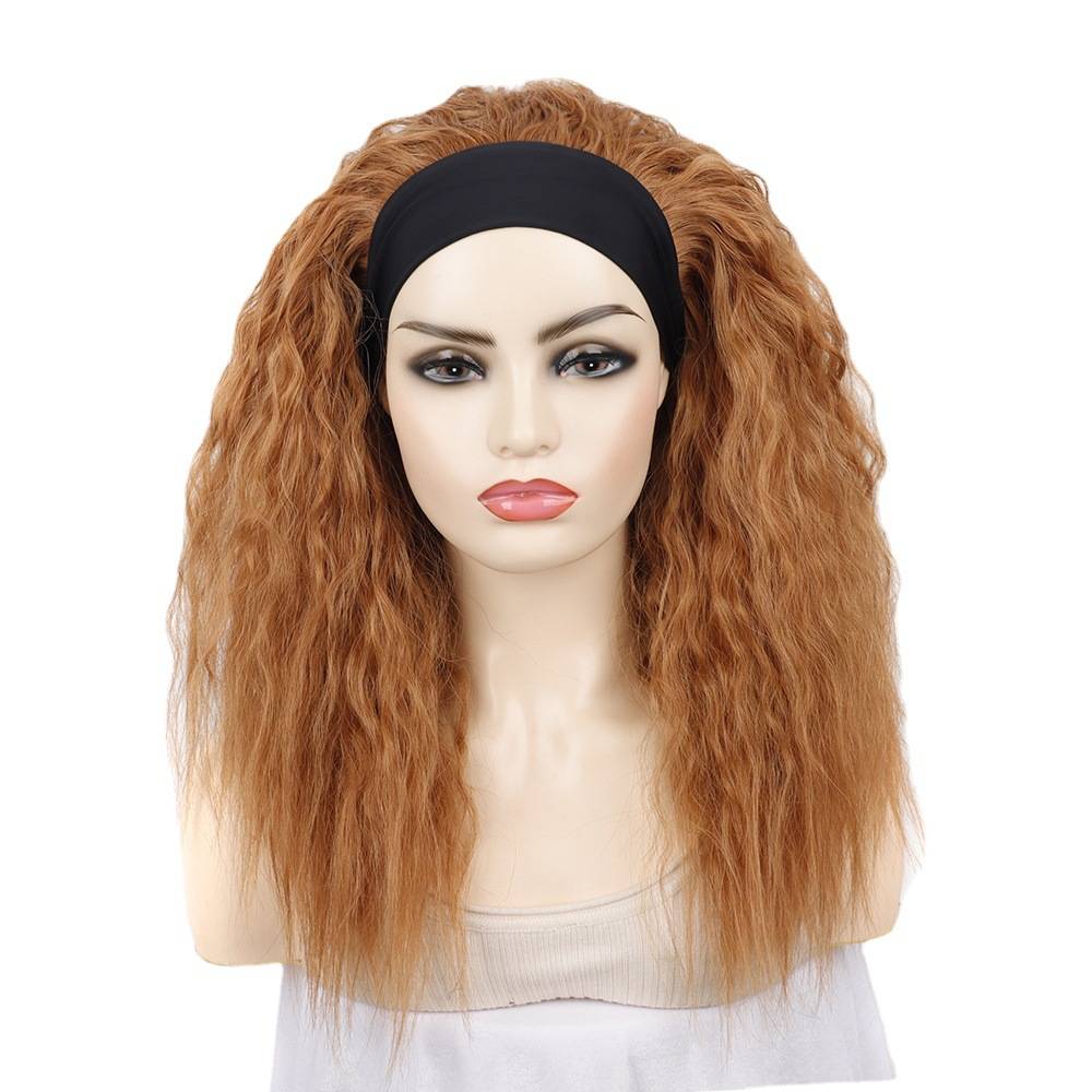 Wig Women's long head cover with corn hot curly hairstyle chemical fiber long curly hair wig