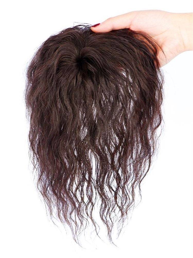 Wig hair tops with hair blocks, small curly hair, short hair, white hair, light fluffy corn beard bangs wig girl