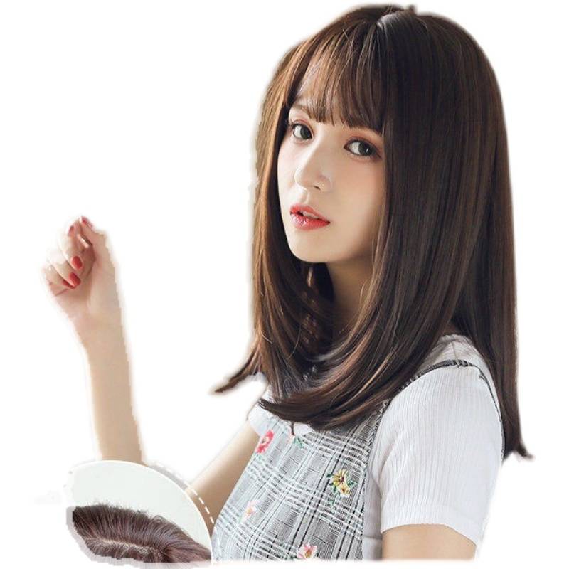 Wrap wig Short Hair Bobo Short hair Short hair Mid -long straight hair long curly hair wig Simulation hair round face wig