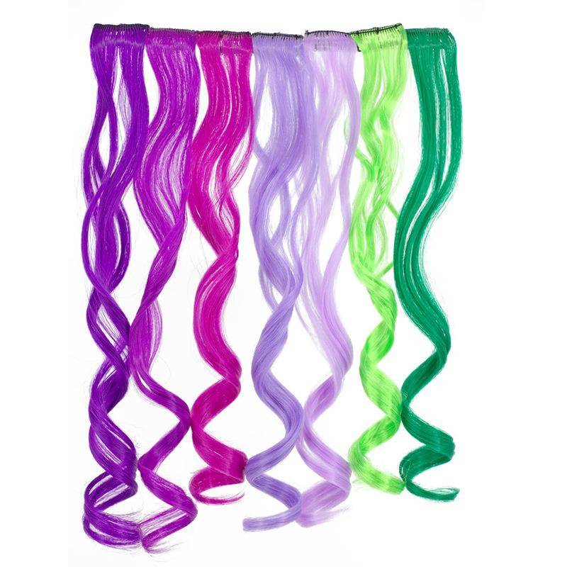 Spot one clip colorful hair piece long curly single card connection tablet chemical fibrous dye dyeing wig