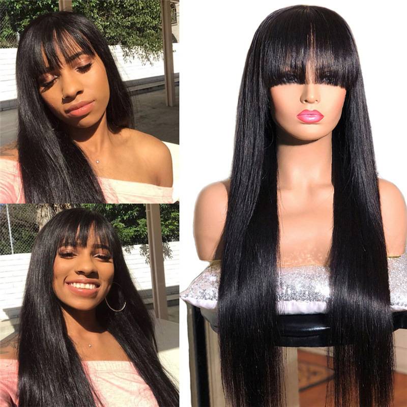 Factory wigs, long hair, Qi Liu Hai Qi Qi Black long straight hair cross -border exports of European and American wig women