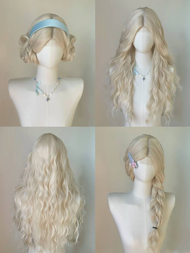 Pepper -Golden Wool roll in front of the lace European and American wind curly hair everyday lolita full header