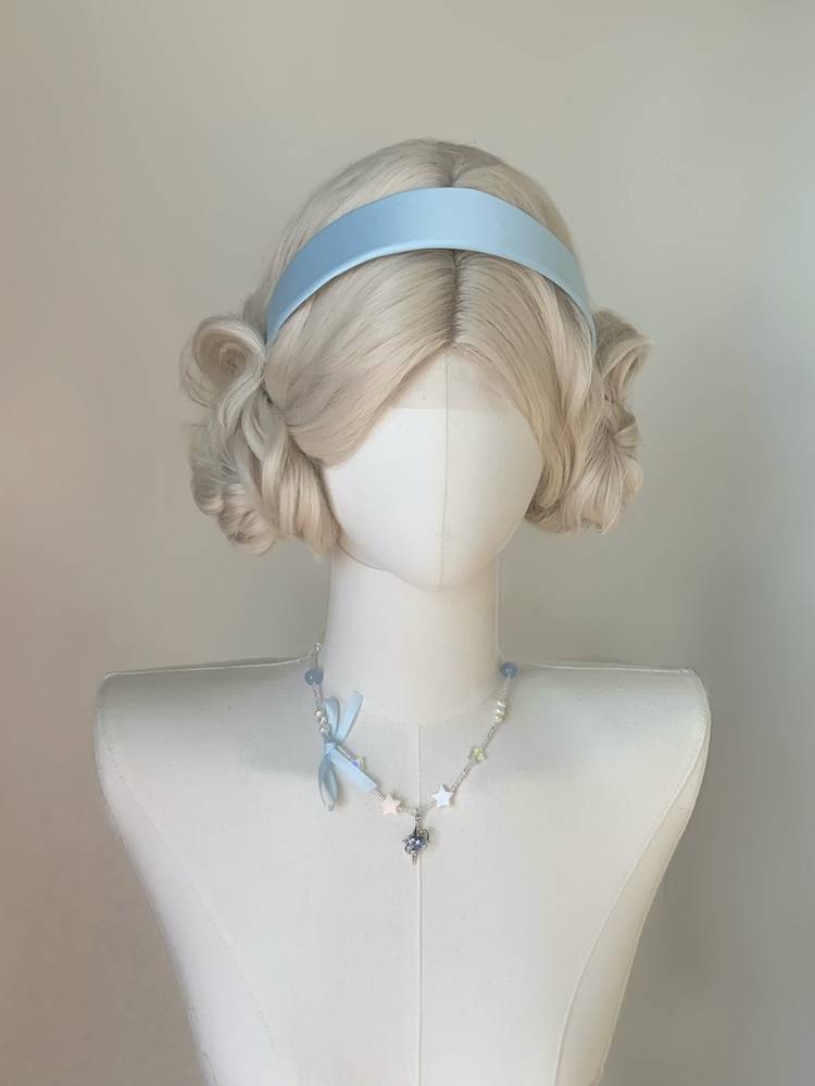 Pepper -Golden Wool roll in front of the lace European and American wind curly hair everyday lolita full header