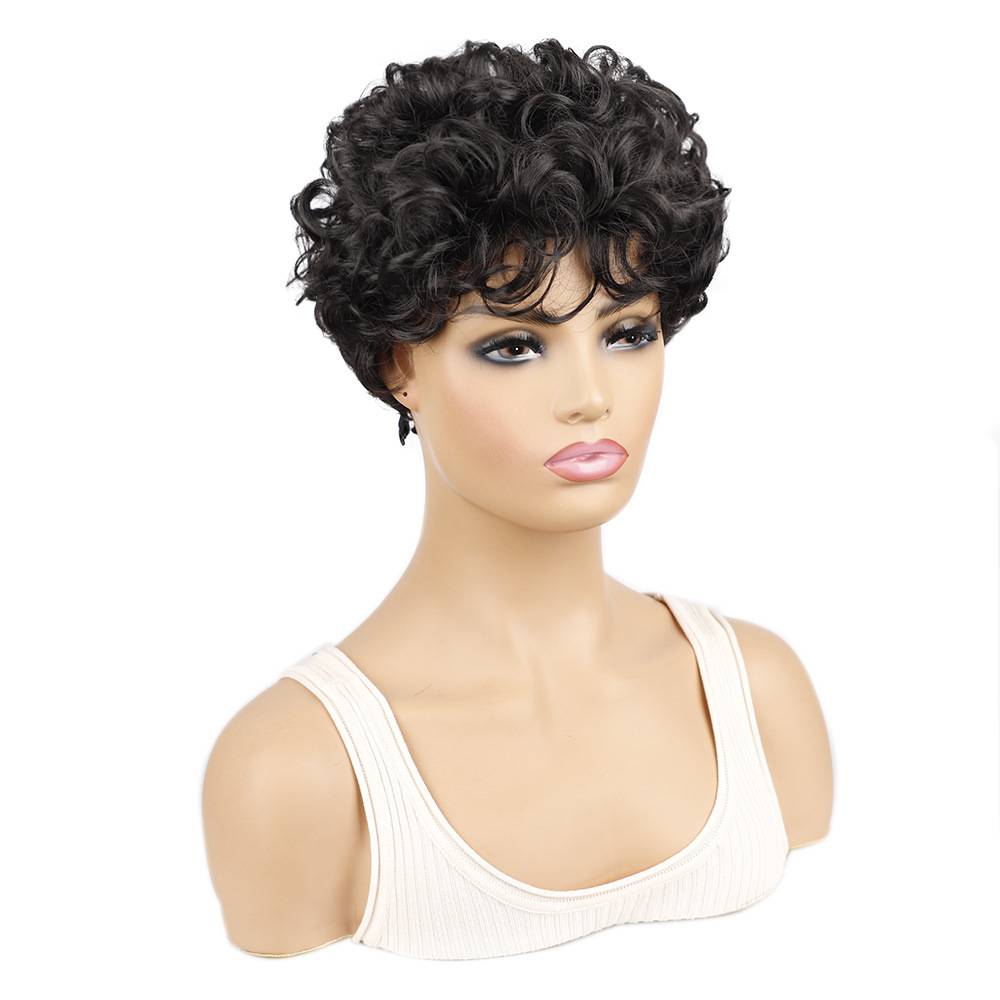 Ladies small roll head cover short African female curly head cover short hair micro -curling fibrous hood