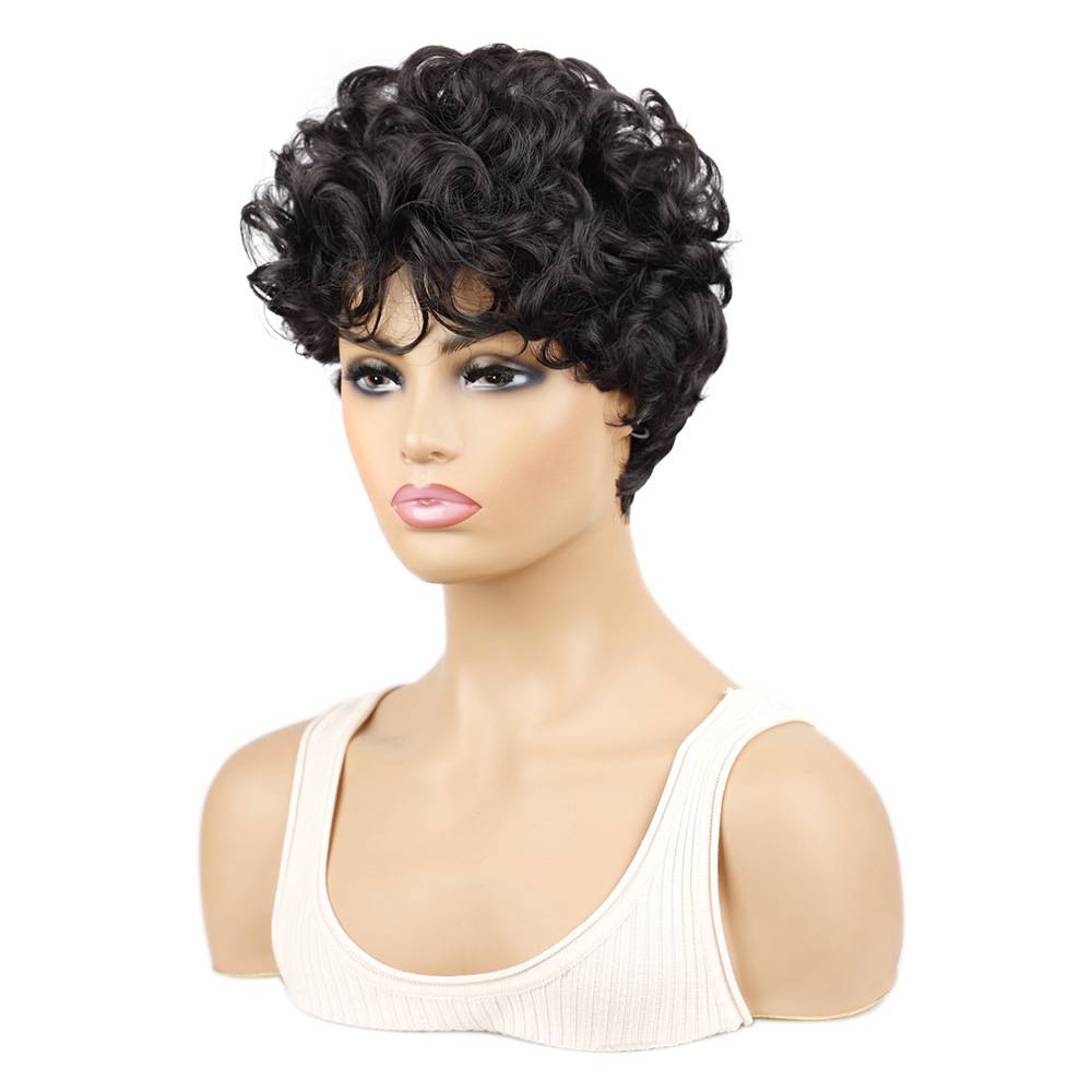 Ladies small roll head cover short African female curly head cover short hair micro -curling fibrous hood