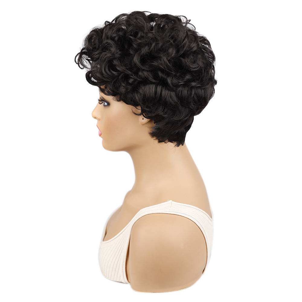 Ladies small roll head cover short African female curly head cover short hair micro -curling fibrous hood