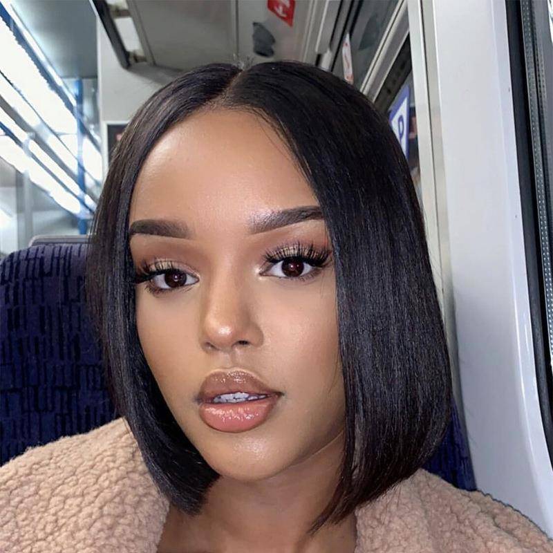 African wig female black short straight hair is divided into BOBO head -chemical fibrous hood, Short Hair