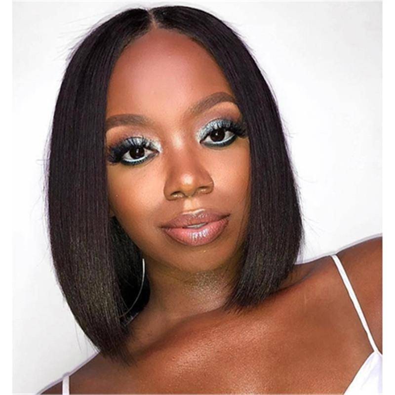 African wig female black short straight hair is divided into BOBO head -chemical fibrous hood, Short Hair