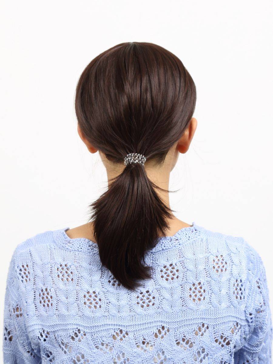 2024 new wig women's long hair full head set The whole top can be a middle -aged lady bald long straight hair real hair wig
