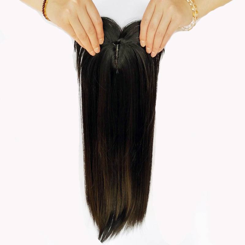 Cross -border e -commerce fake hair filming female air bangs long straight hair with a piece of head supplement hair block naturally covers white hair