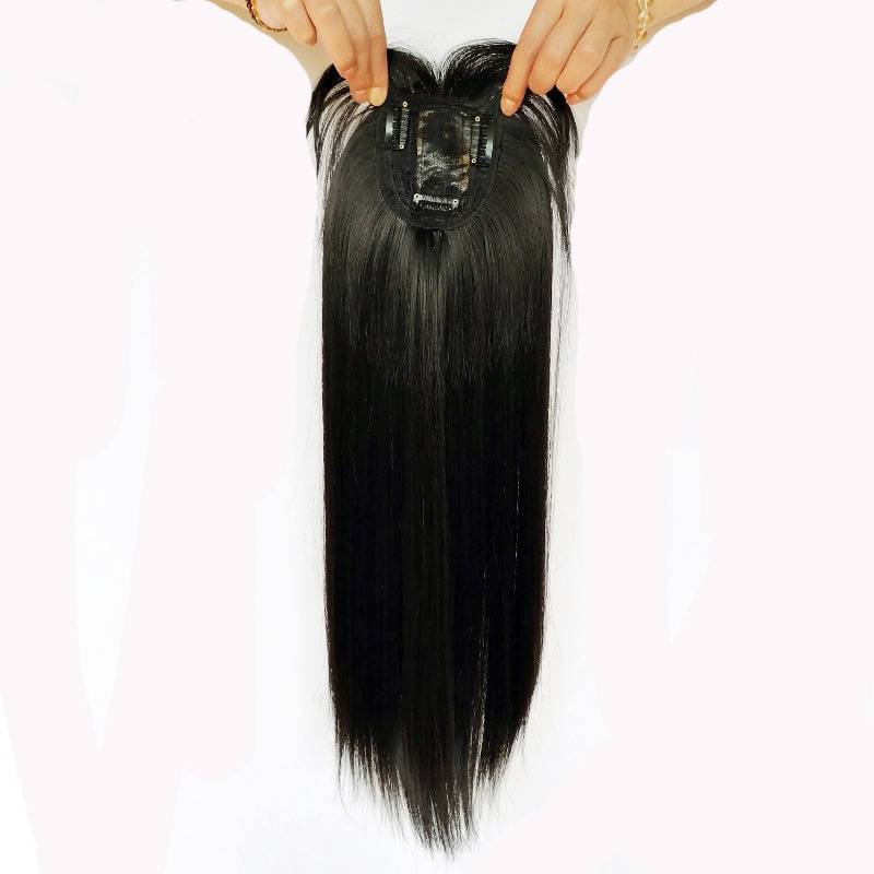 Cross -border e -commerce fake hair filming female air bangs long straight hair with a piece of head supplement hair block naturally covers white hair