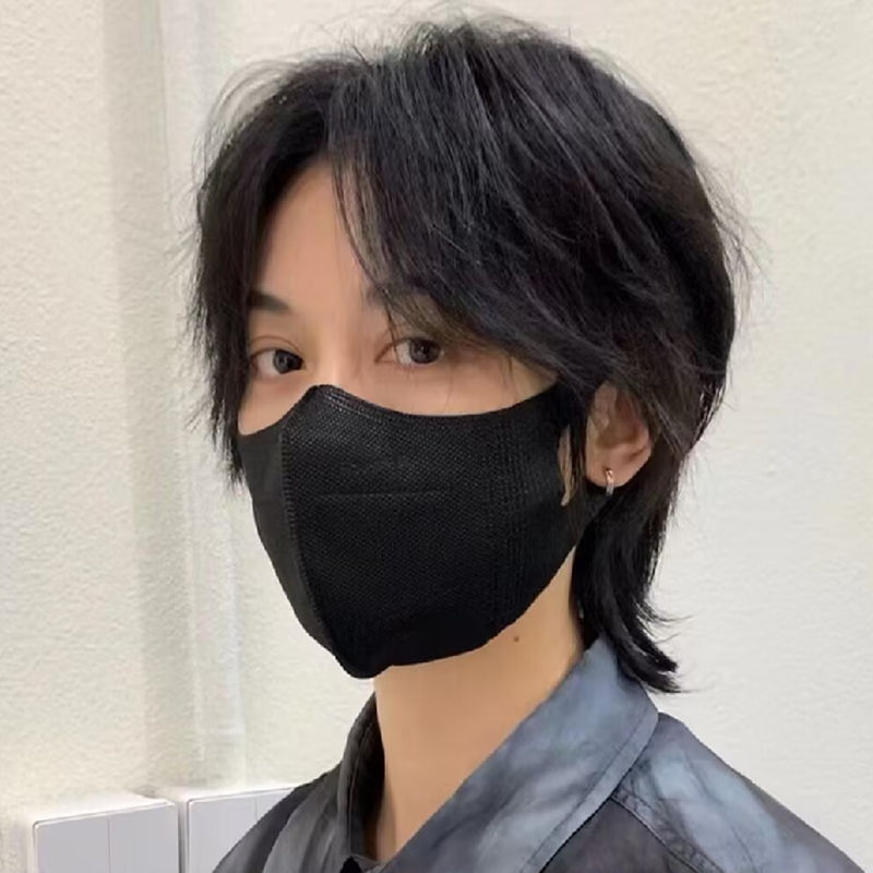 Caishe head wig Men's short hair Personality Trending natural fluffy net red wolf tail Japanese men and women universal full head
