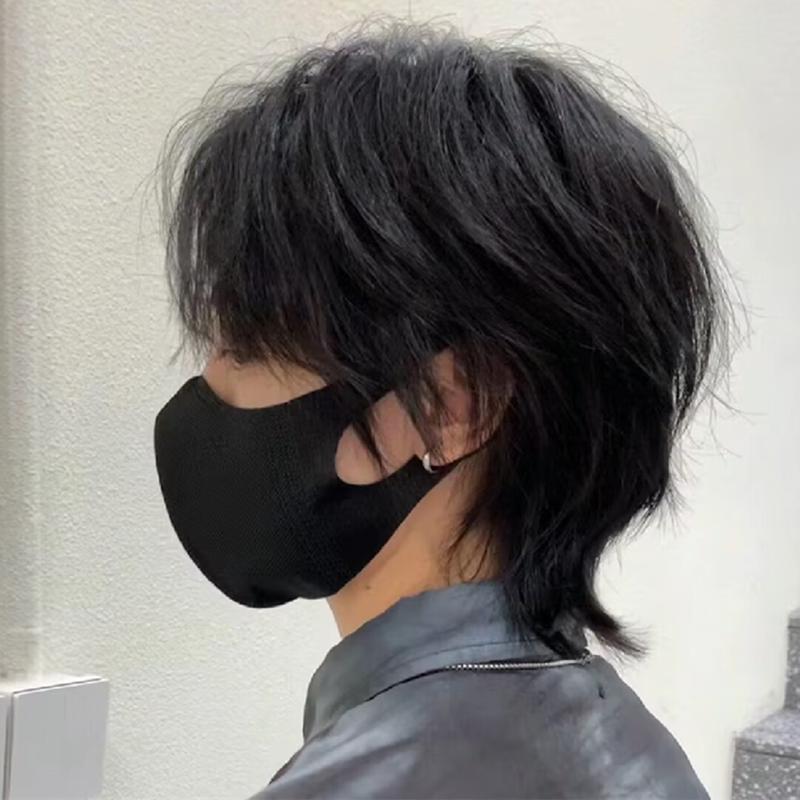 Caishe head wig Men's short hair Personality Trending natural fluffy net red wolf tail Japanese men and women universal full head