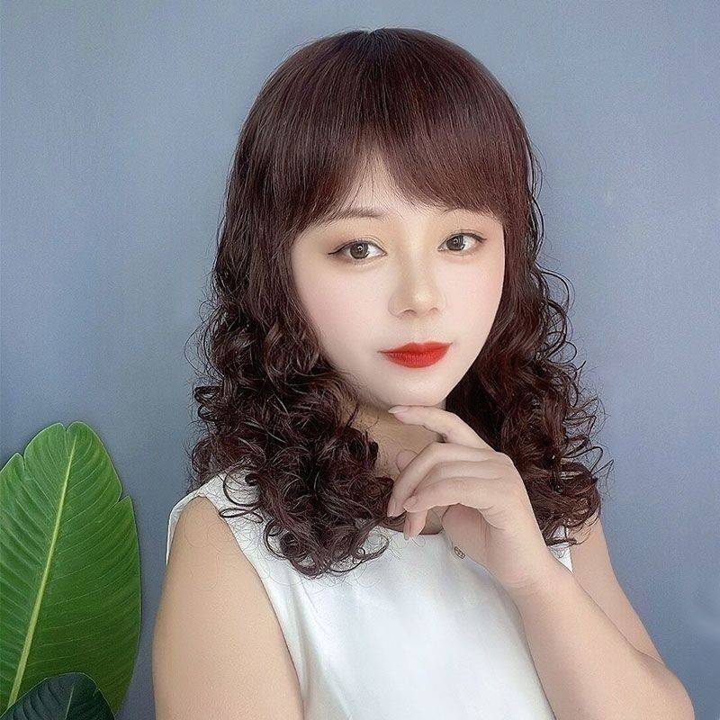 Women's middle curly hair 2023 new middle -aged and elderly mothers trendy wool rolls are realistic and natural fashion full set